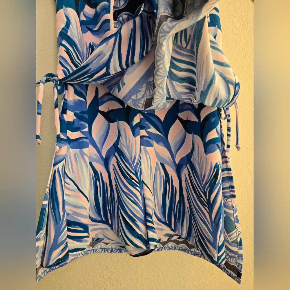 Lilly Pulitzer Blue and Pink Tropical Swim Coverup, Size 0 - Picture 6 of 8